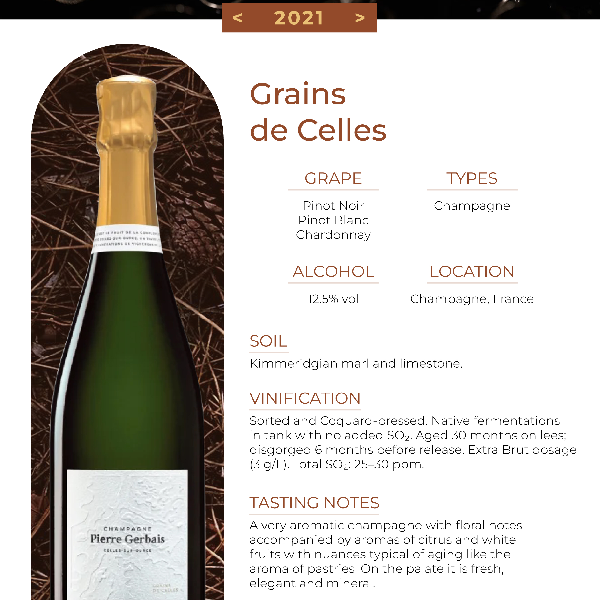 2021 Champagne Pierre Gerbais Grains de Celles 375 ml.